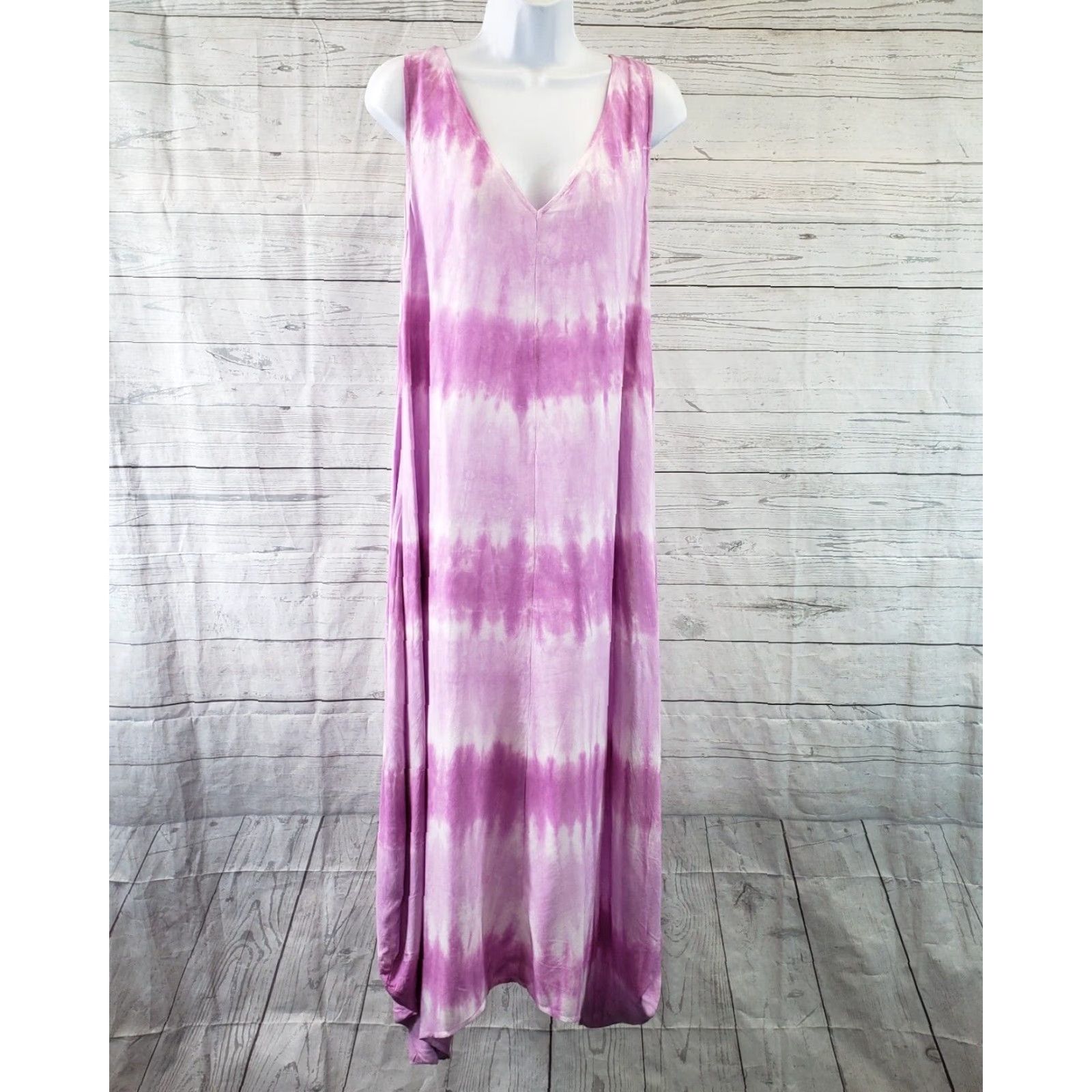 Vintage Mud Pie Maxi Dress Sz S Purple Tie Dye Sleeveless V-Neck Size S / US 4 / IT 40 - 2 Thumbnail