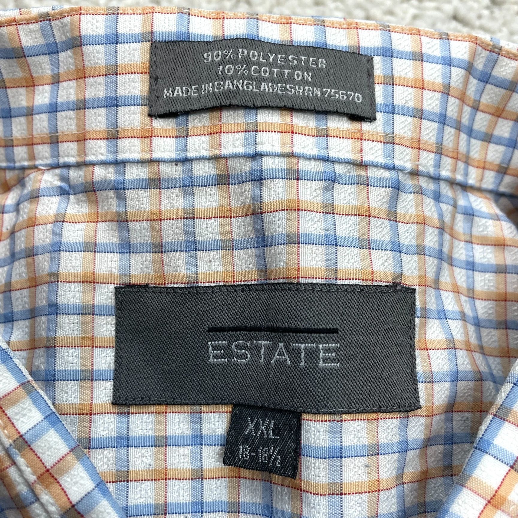 Vintage Estate Button Up Shirt Mens 2XL White Plaid Short Sleeve Collared Button-Up Front Shirt Mens Big & Tall Size US XXL / EU 58 / 5 - 5 Thumbnail