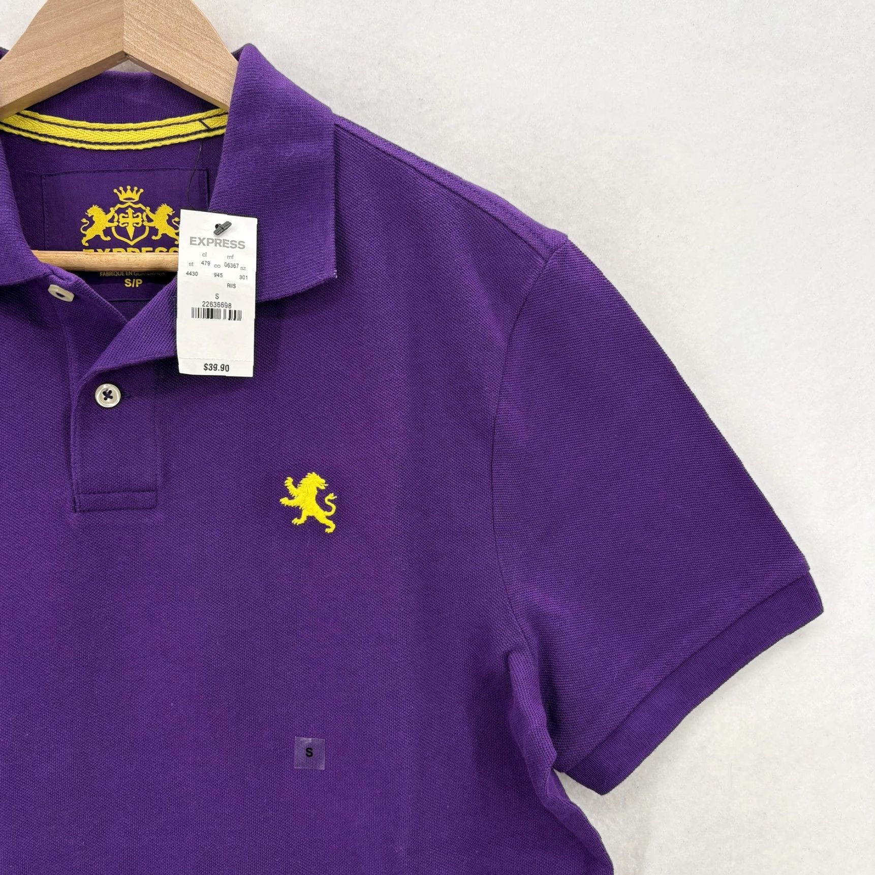 Express Express Polo Shirt Mens Small Purple Pique 100% Cotton Lion Logo Tagless Preppy Shirt Size US S / EU 44-46 / 1 - 2 Thumbnail