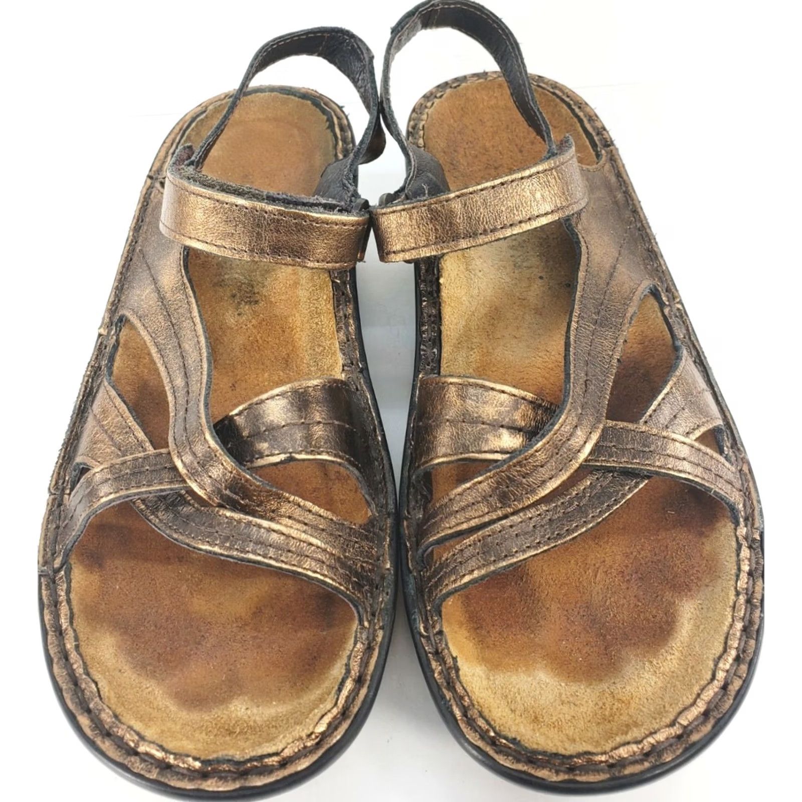 Vintage Naot Sandal Women's 7-7.5M or 38EU Copper Brown Leather Strappy Low Heel Size US 7.5 / IT 37.5 - 3 Thumbnail