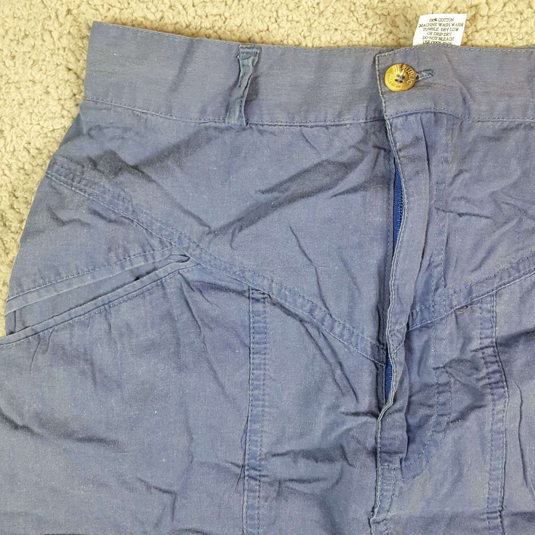 Denime VINTAGE Cetro Republic Denim Skirt Knee Length 10 Women Blue Size 10 Pencil Straight Jeans 90s 00s Y2K Bohemian Retro Size 32" / US 10 / IT 46 - 2 Thumbnail