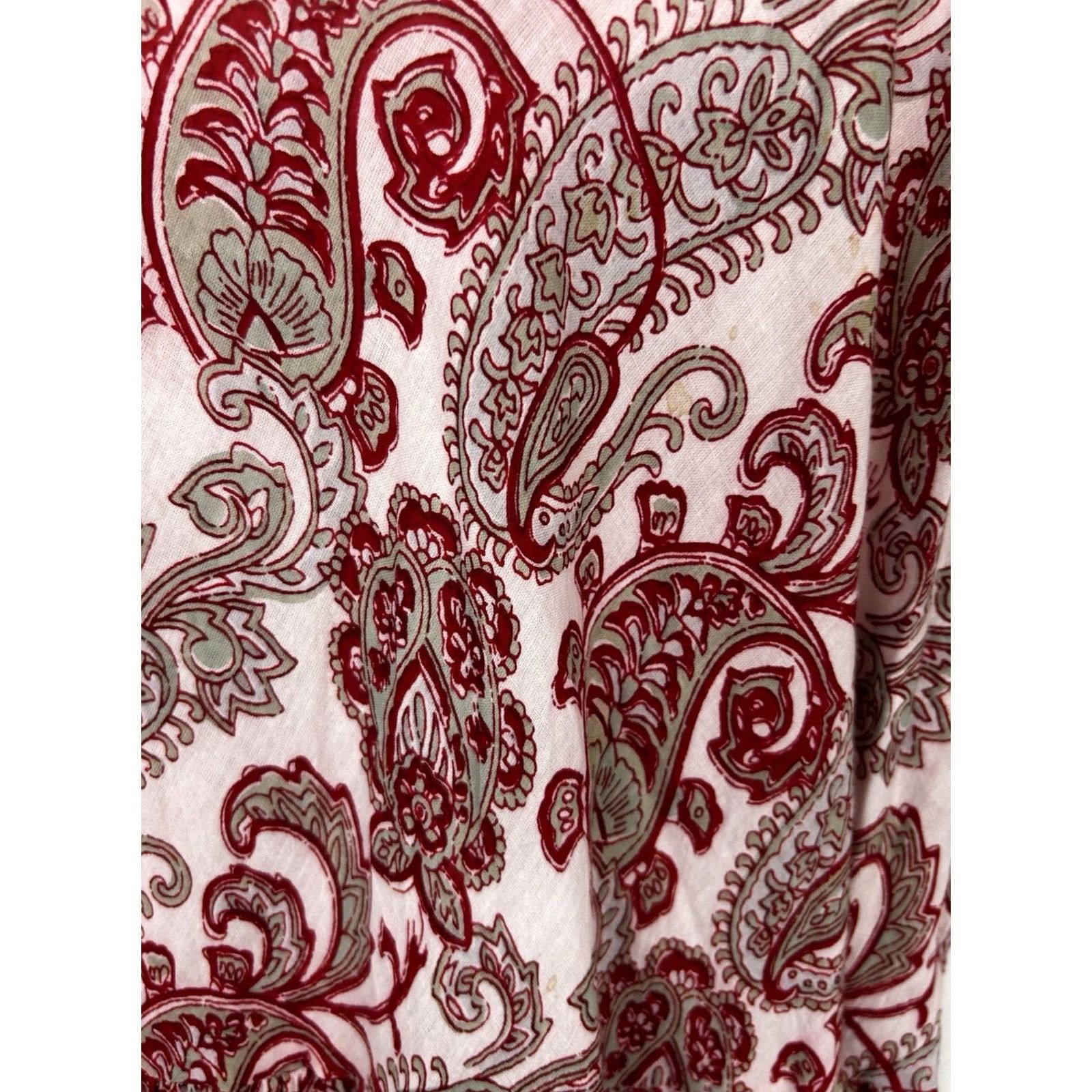 Soft Surroundings Soft Surroundings Dress Womens S Midi Paisley Boho Red Short Sleeve Cap Neck Scoop Ruffle Vintage? No, Regular Fit & Flare Size S / US 4 / IT 40 - 6 Thumbnail