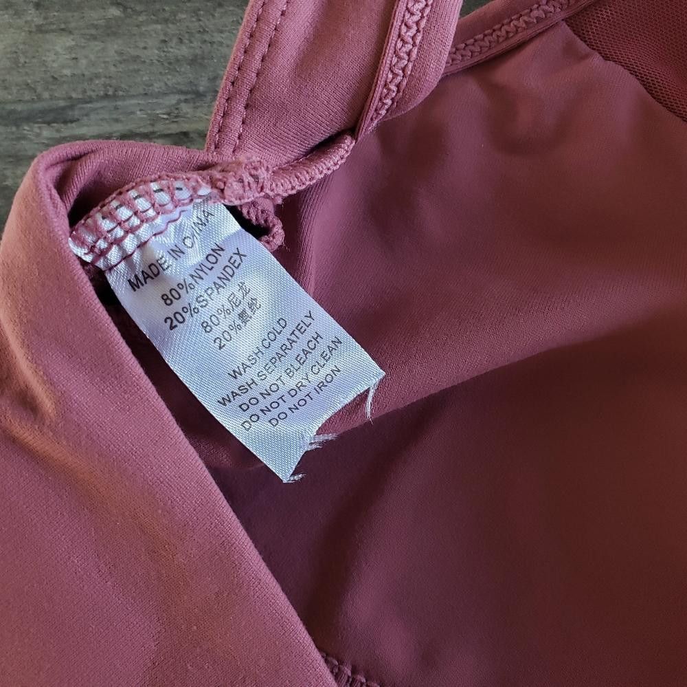 Designer Dust Rose Sheer Detailed Longline Sport Bra Size ONE SIZE - 4 Thumbnail