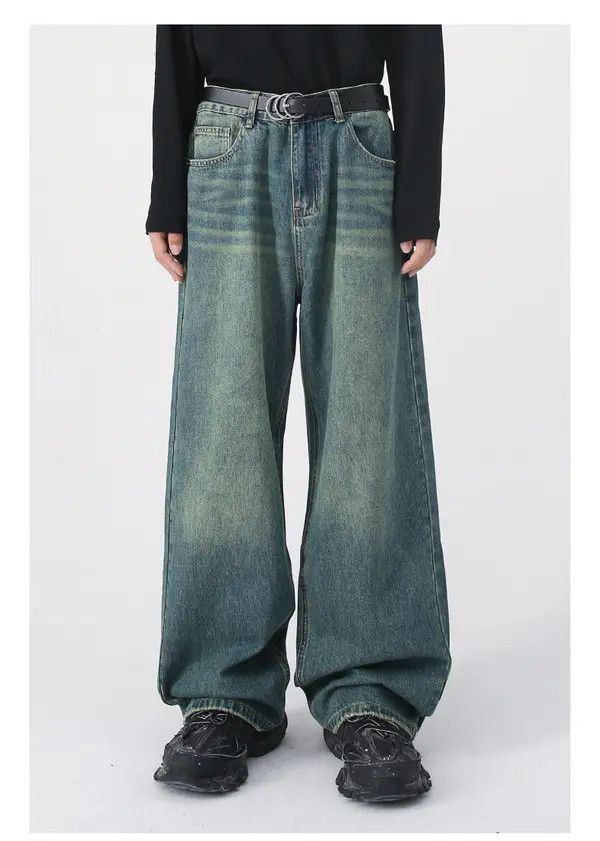Japanese Brand Aihara x Asai Vintage washed distressed loose straight jeans Size US 34 / EU 50 - 1 Thumbnail