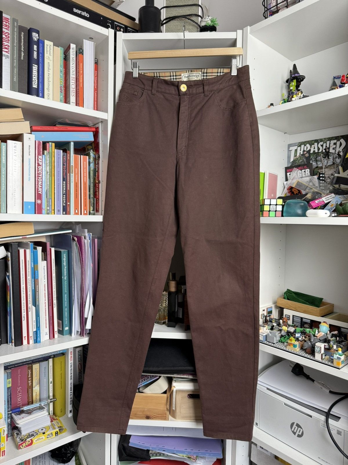 Vintage 90s Burberrys nova check denim brown pants old money