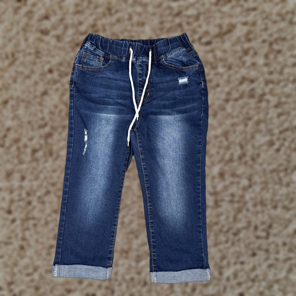 Shein Shein Jeans 27x16 Dark Blue Pull On Jogger Denim Pants Distressed Girls Size 27" / US 4 / IT 40 - 1 Thumbnail