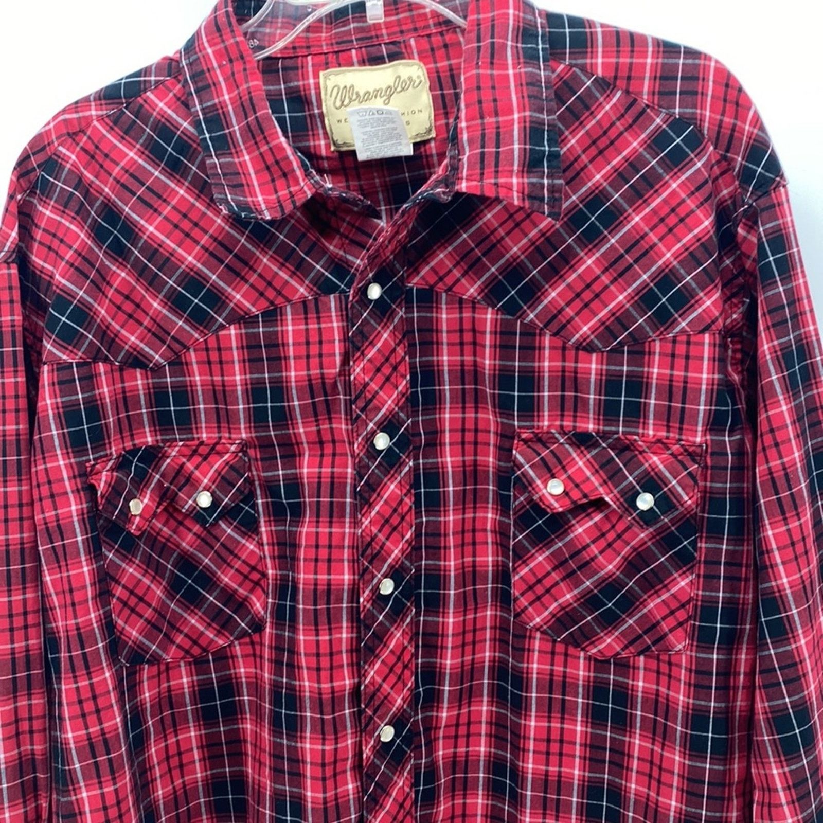 Wrangler Wrangler red plaid snap buttons western button down sz 3XL Size US XXL / EU 58 / 5 - 4 Thumbnail
