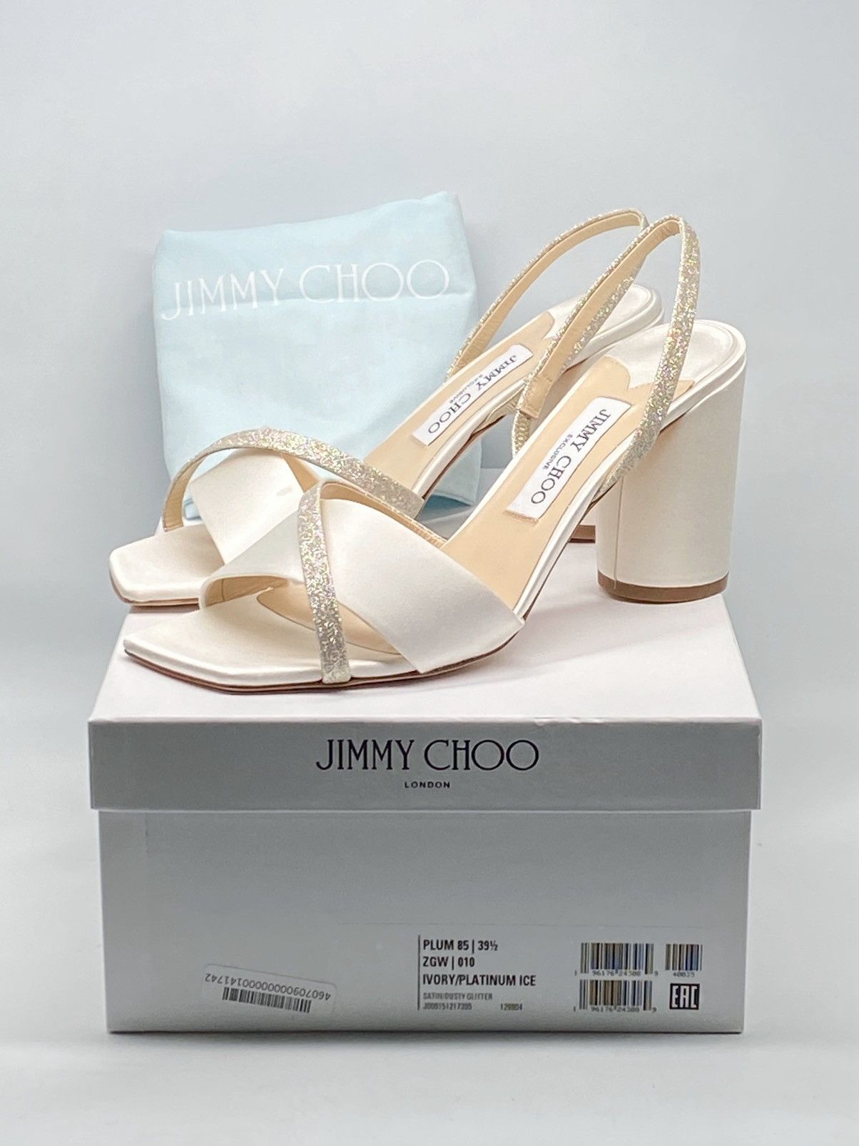 Jimmy Choo Jimmy Choo Plum Satin & Glitter Slingback Sandals size 39.5 Size US 9.5 / IT 39.5 - 11 Thumbnail