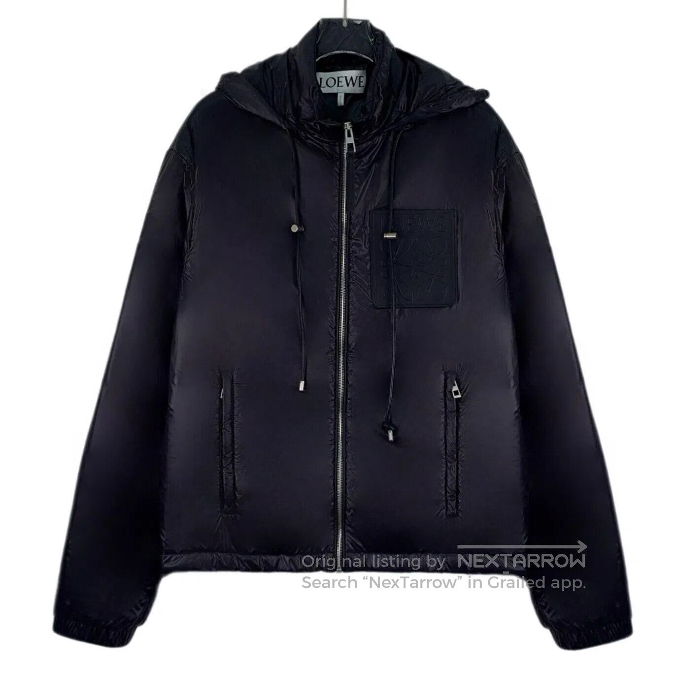 Loewe Loewe Black logo leather brand embossed hooded drawstring Size US S / EU 44-46 / 1 - 1 Thumbnail