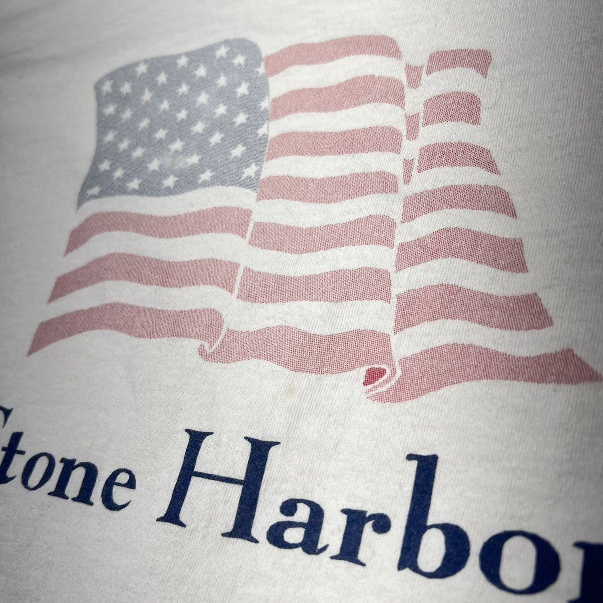 Delta × Vintage VTG Stone Harbor Tee Shirt White American Flag New Jersey Size US XL / EU 56 / 4 - 3 Thumbnail