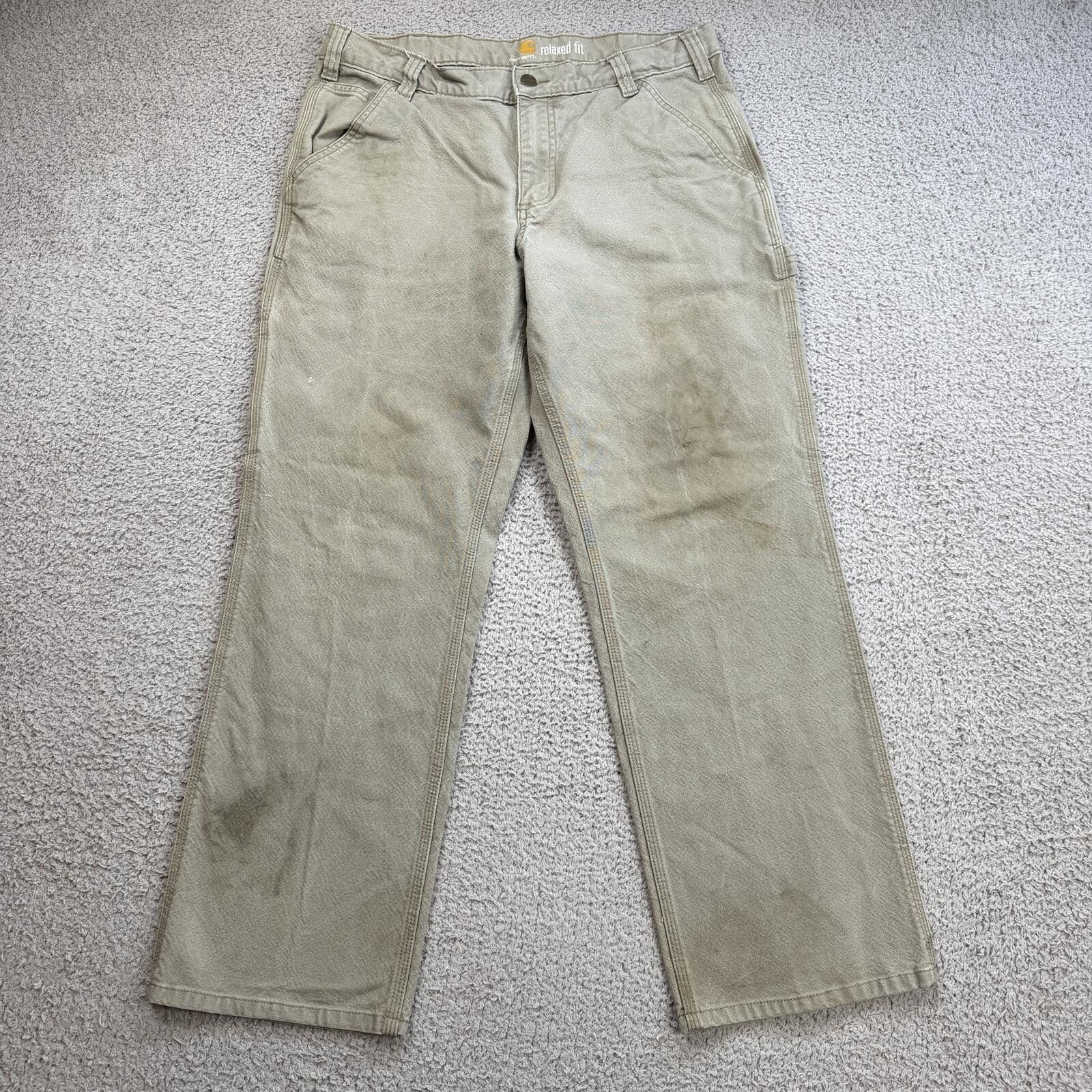 Carhartt Carhartt Relaxed Fit Carpenter Work Pants Men 34x30 Khaki Size US 34 / EU 50 - 1 Thumbnail
