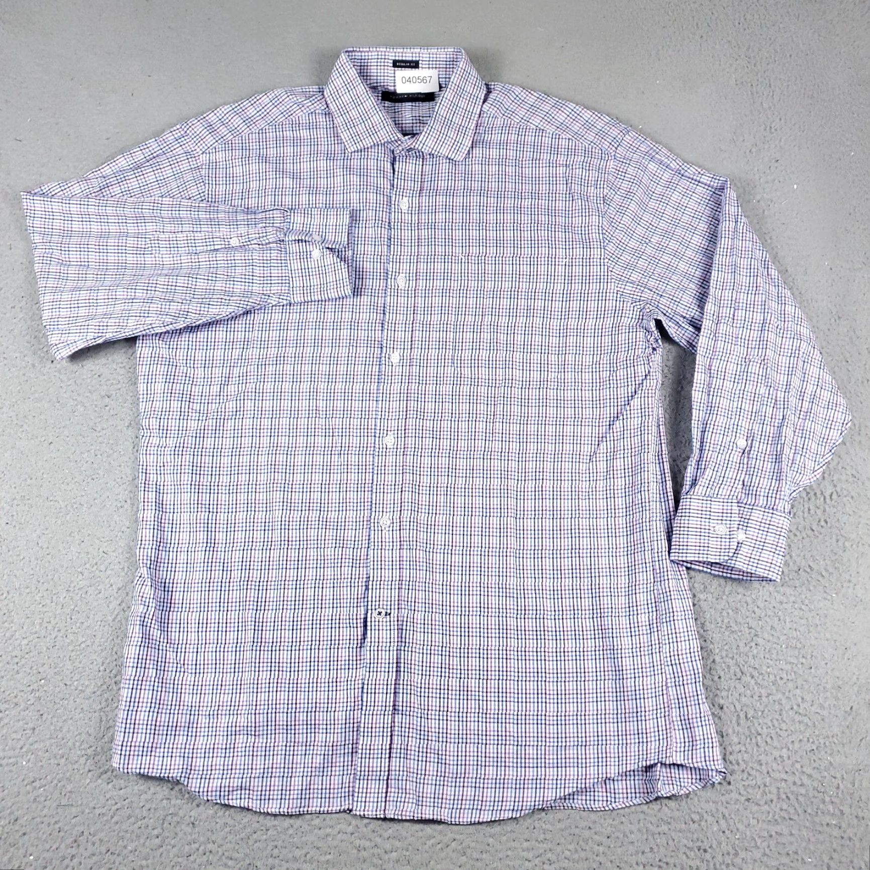 Tommy Hilfiger Tommy Hilfiger Button-Up Shirt Mens Large Blue Purple Plaid Long Sleeve Casual Size US L / EU 52-54 / 3 - 2 Thumbnail