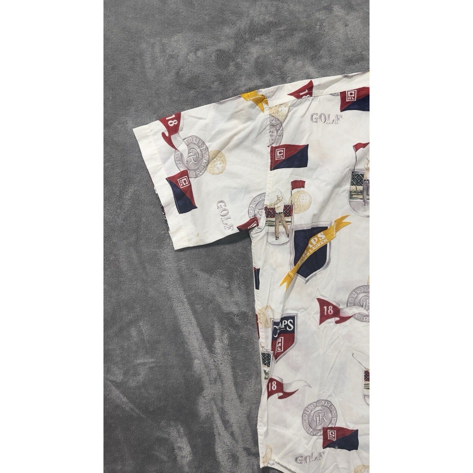 Ralph Lauren Vtg Chaps Ralph Lauren Mens M 80's Golf Print Button Down Size US M / EU 48-50 / 2 - 12 Thumbnail