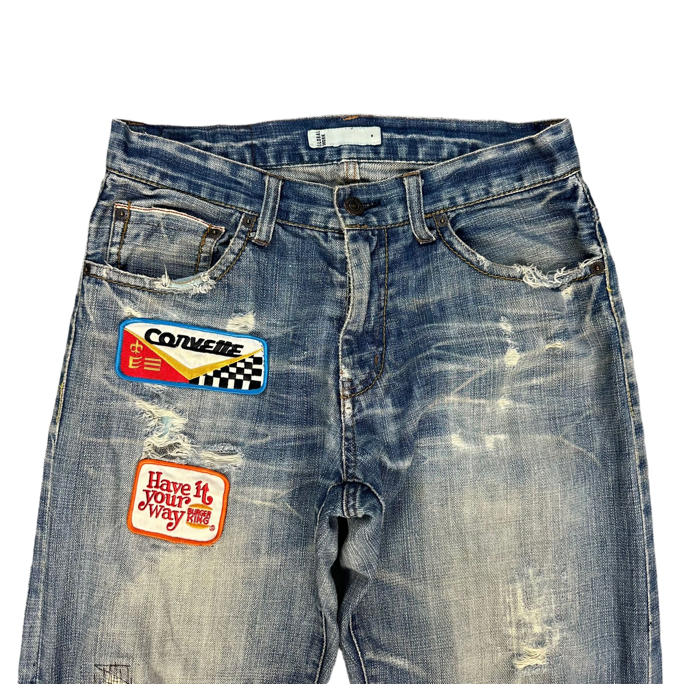 Global Work GLOBAL WORK TRASHED SELVEDGE DENIM PANT #8848-031 Size US 29 - 2 Thumbnail