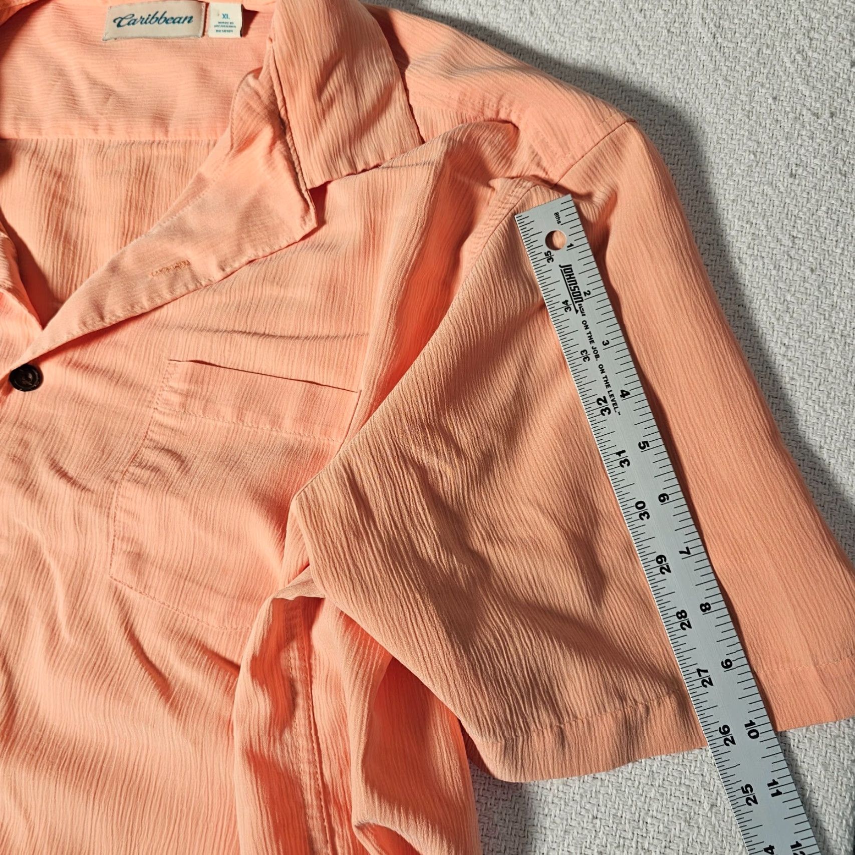 Vintage Caribbean Mens Hawaiian Tropical Short Sleeve Shirt Size XL Orange Textured Size US XL / EU 56 / 4 - 6 Thumbnail