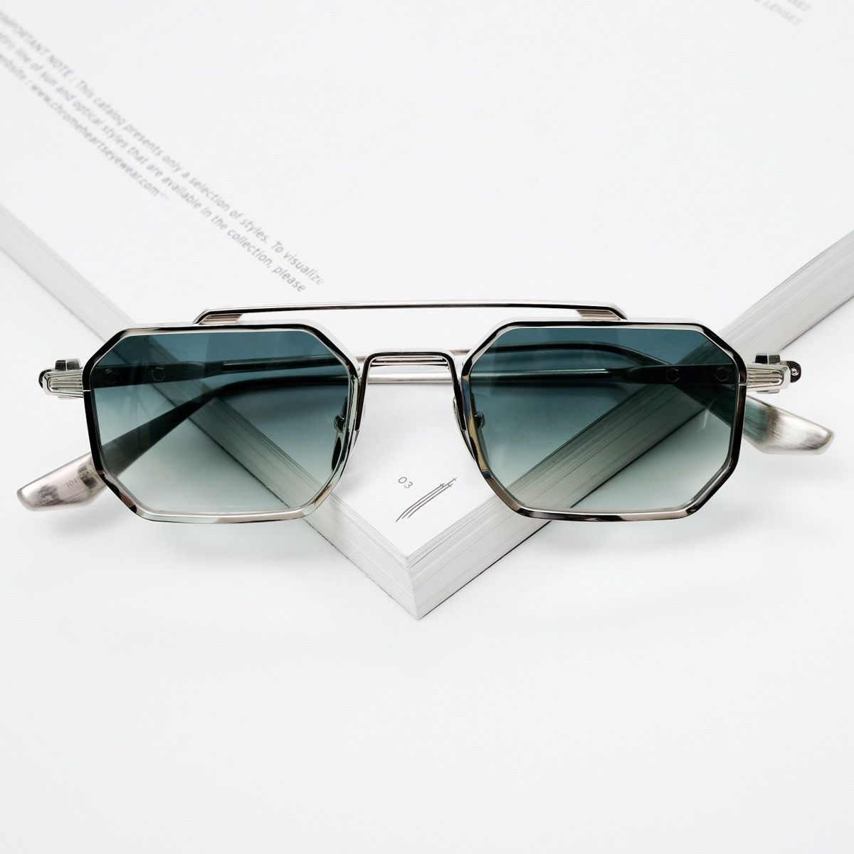 Chrome Hearts CHROME HEARTS RUMP SHINY SILVER - BRUSHED SILVER SUNGLASSES Size ONE SIZE - 6 Thumbnail