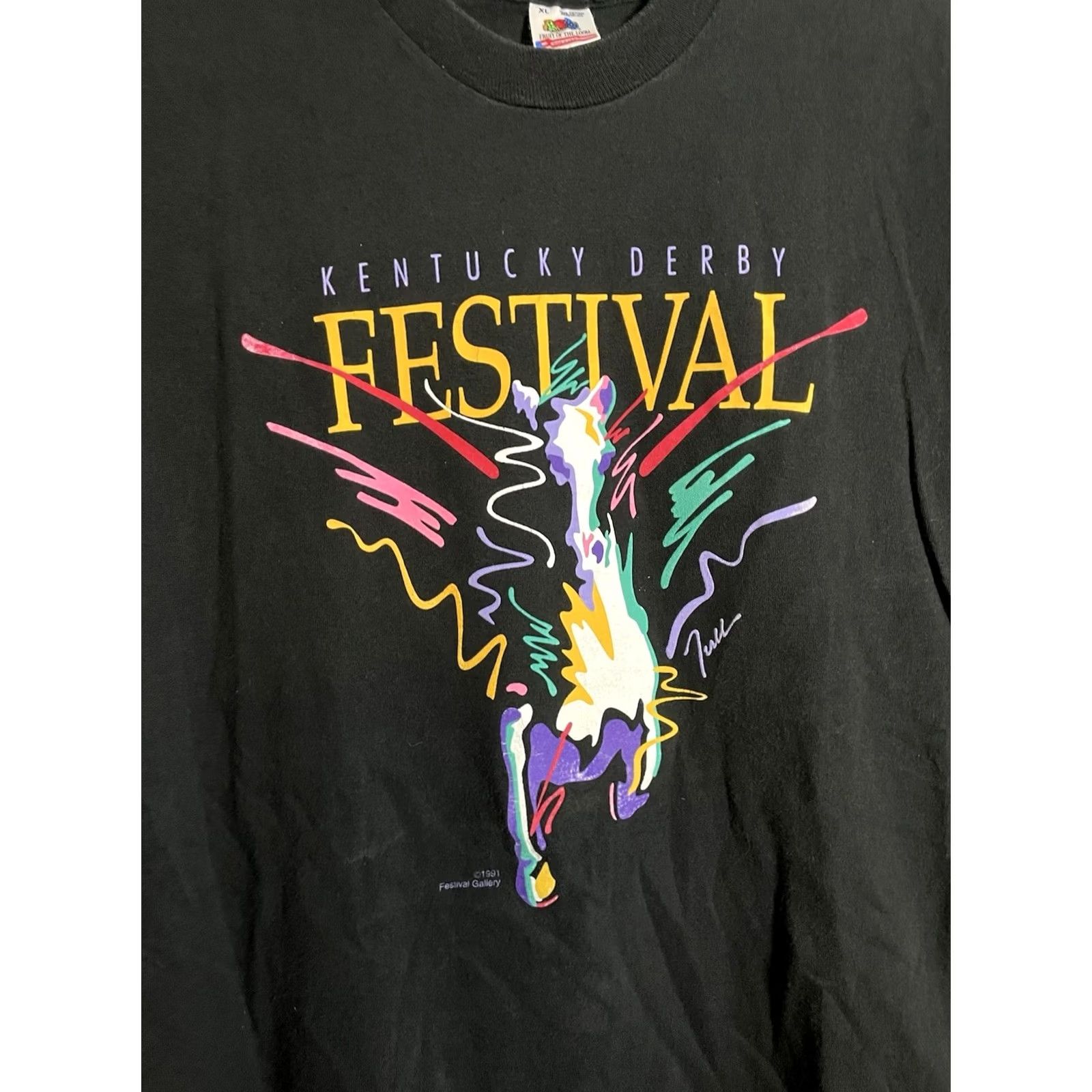 Fruit Of The Loom VINTAGE Kentucky Derby Horse Racing Black T Shirt XL Mens 90s USA Fruit of the Loom Size US XL / EU 56 / 4 - 2 Thumbnail
