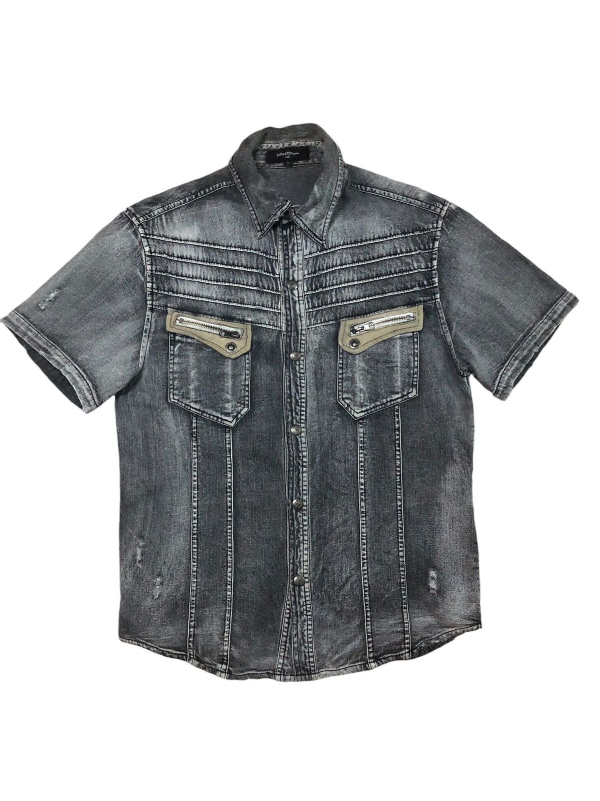 If Six Was Nine × In The Attic × Le Grande Bleu (L.G.B.) In the attic Homme Distressed Biker punk button Ups shirt Size US S / EU 44-46 / 1 - 1 Thumbnail