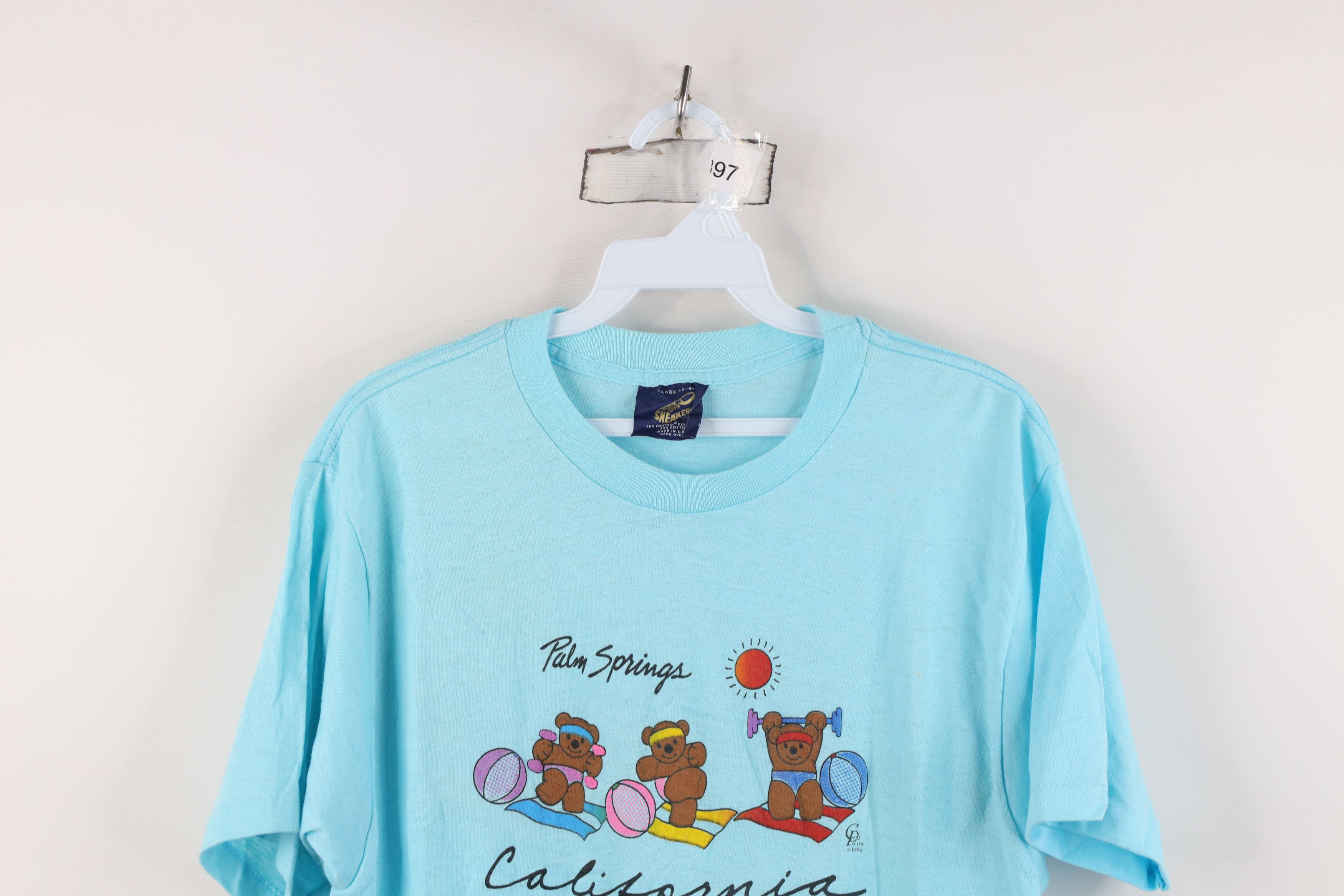 Vintage Vintage 80s Palm Springs California Beach Bear T-Shirt USA Size L / US 10 / IT 46 - 2 Thumbnail