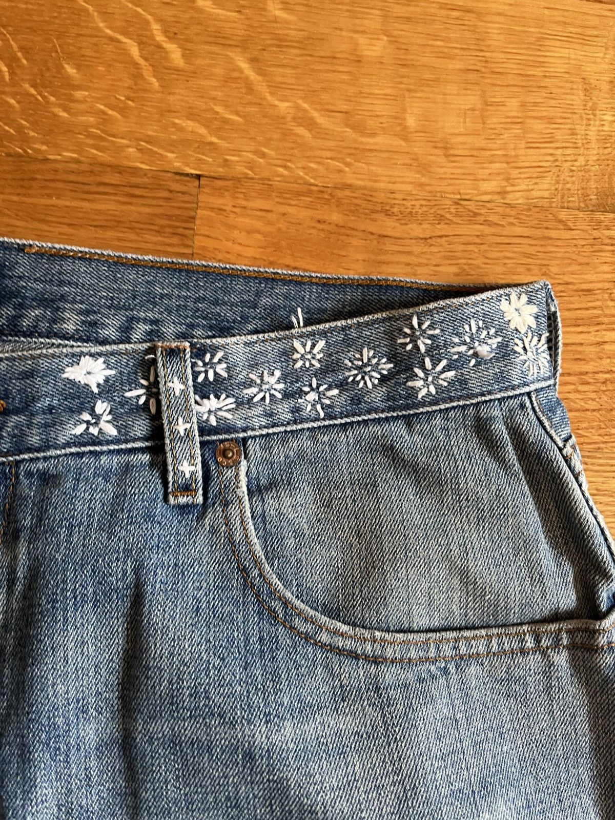 Levi's Sashiko Wide Legged Baggy Blue Denim Size US 36 / EU 52 - 3 Thumbnail