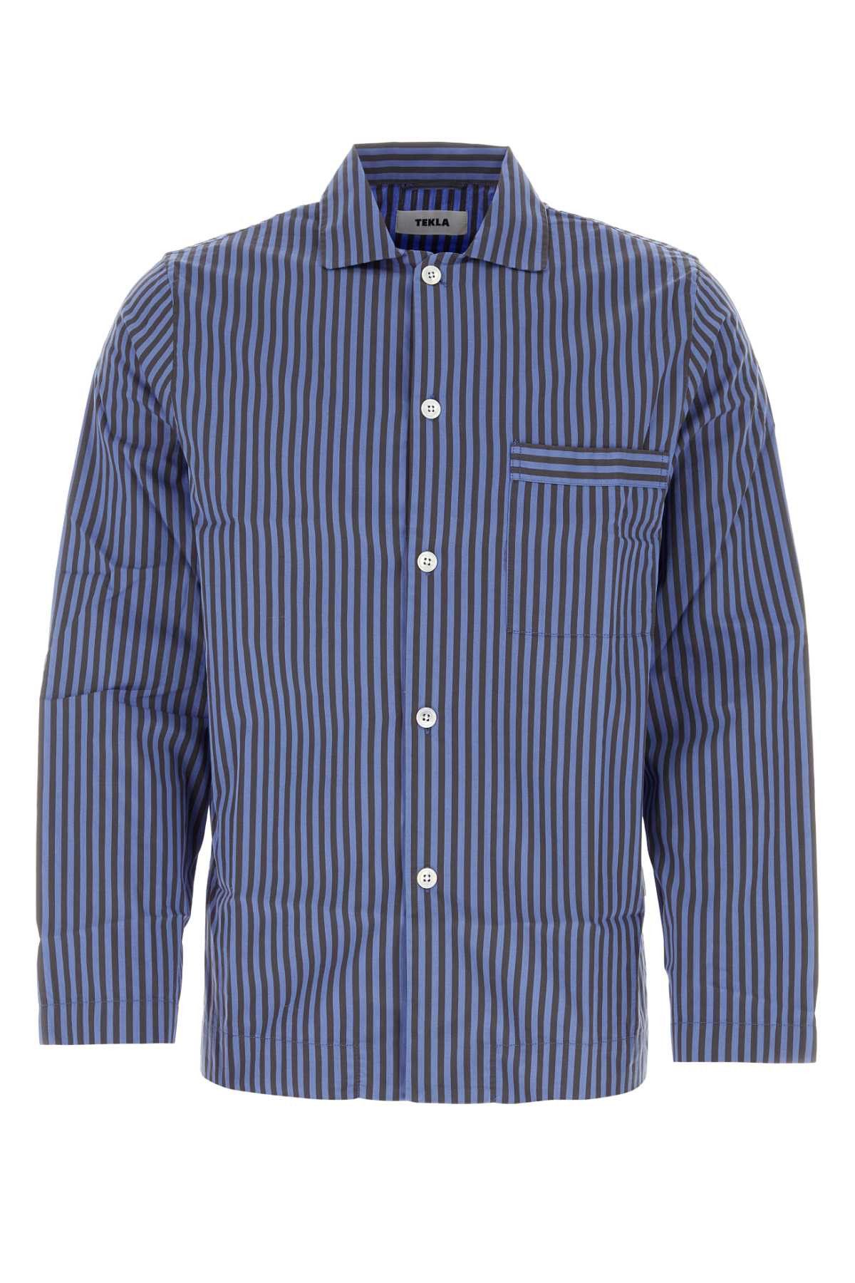 image of Tekla Embroidered Cotton Pyjama Shirt in Printed, Men's (Size XL)