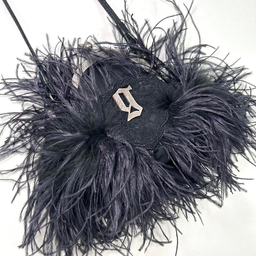 John Galliano 2008 Galliano black genuine ostrich feather handbag Size ONE SIZE - 2 Thumbnail