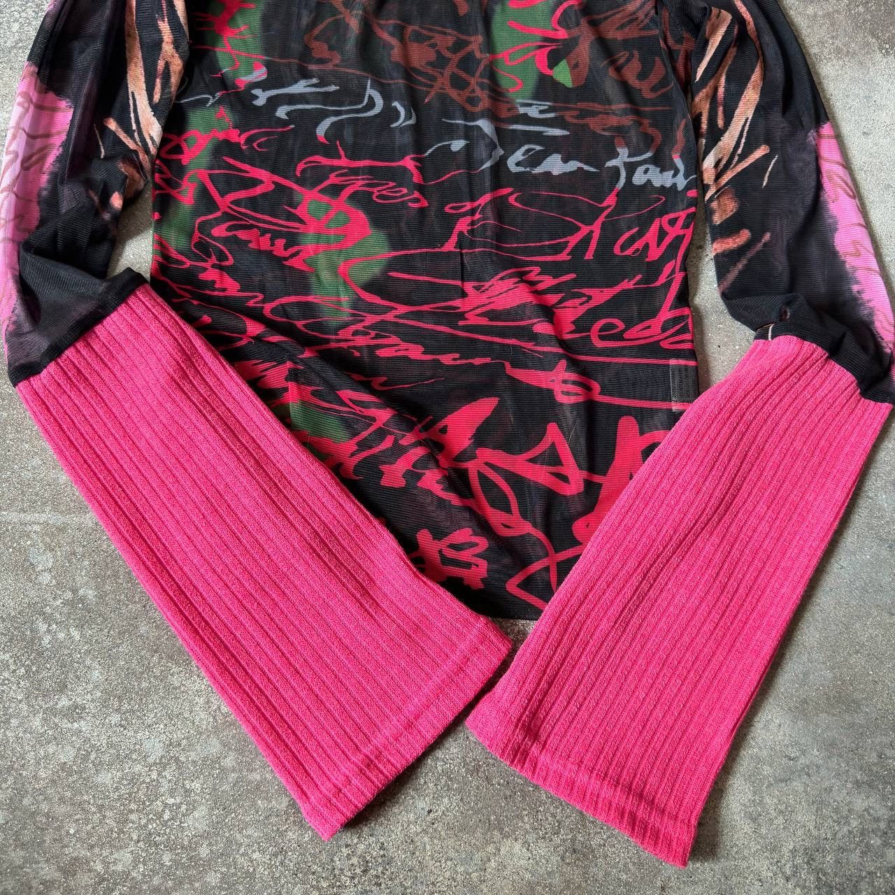 20471120 Y2K Japanese Mesh Long Sleeve Top (like Jean Paul Gaultier) Size M / US 6-8 / IT 42-44 - 4 Thumbnail