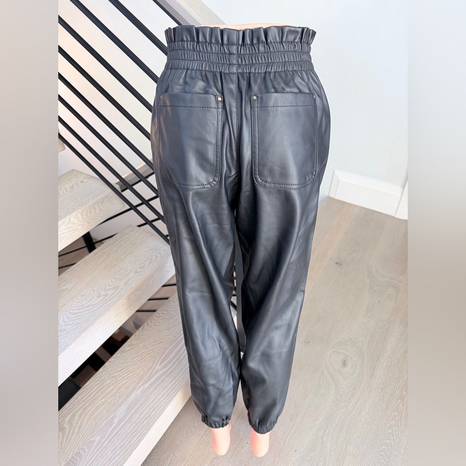 Other New Y2K Black Faux Leather Jogger Pants size S Size 26" / US 2 / IT 38 - 8 Thumbnail