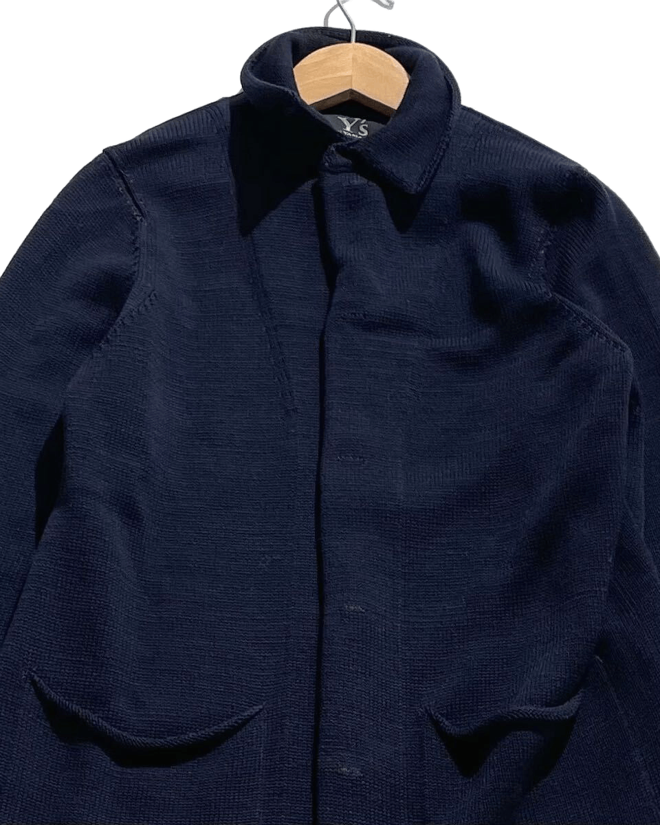 Yohji Yamamoto Y’s Yohji Yamamoto Navy Wool Knit Long Coat Size 3 (L) Size L / US 10 / IT 46 - 2 Thumbnail