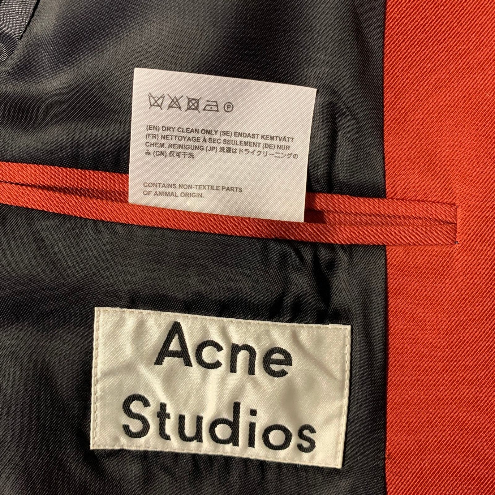 Acne Studios ACNE STUDIOS 38 Red Brick Polyester Notch Lapel Sport Coat Size 38R - 5 Thumbnail