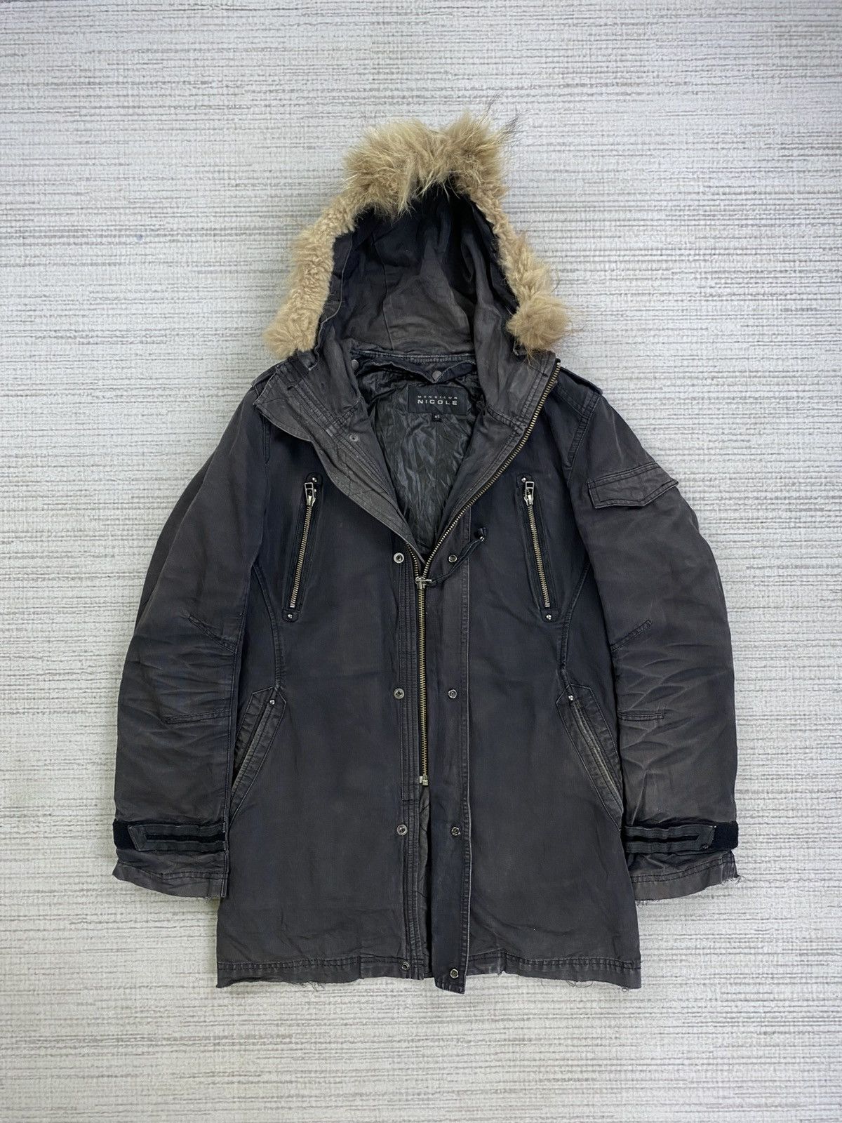 Nicole Club 🔥Nicole Monsieur Multipocket Faux Fur Hoodie Faded Jacket Size US M / EU 48-50 / 2 - 8 Thumbnail