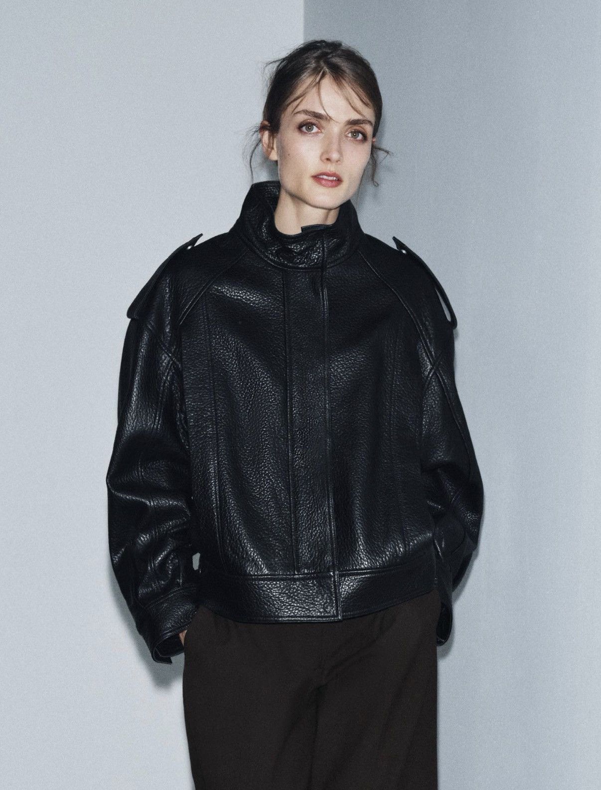Zara Zara Leather Bomber Jacket ZW Collection Limited Edition - L Size L / US 10 / IT 46 - 3 Thumbnail