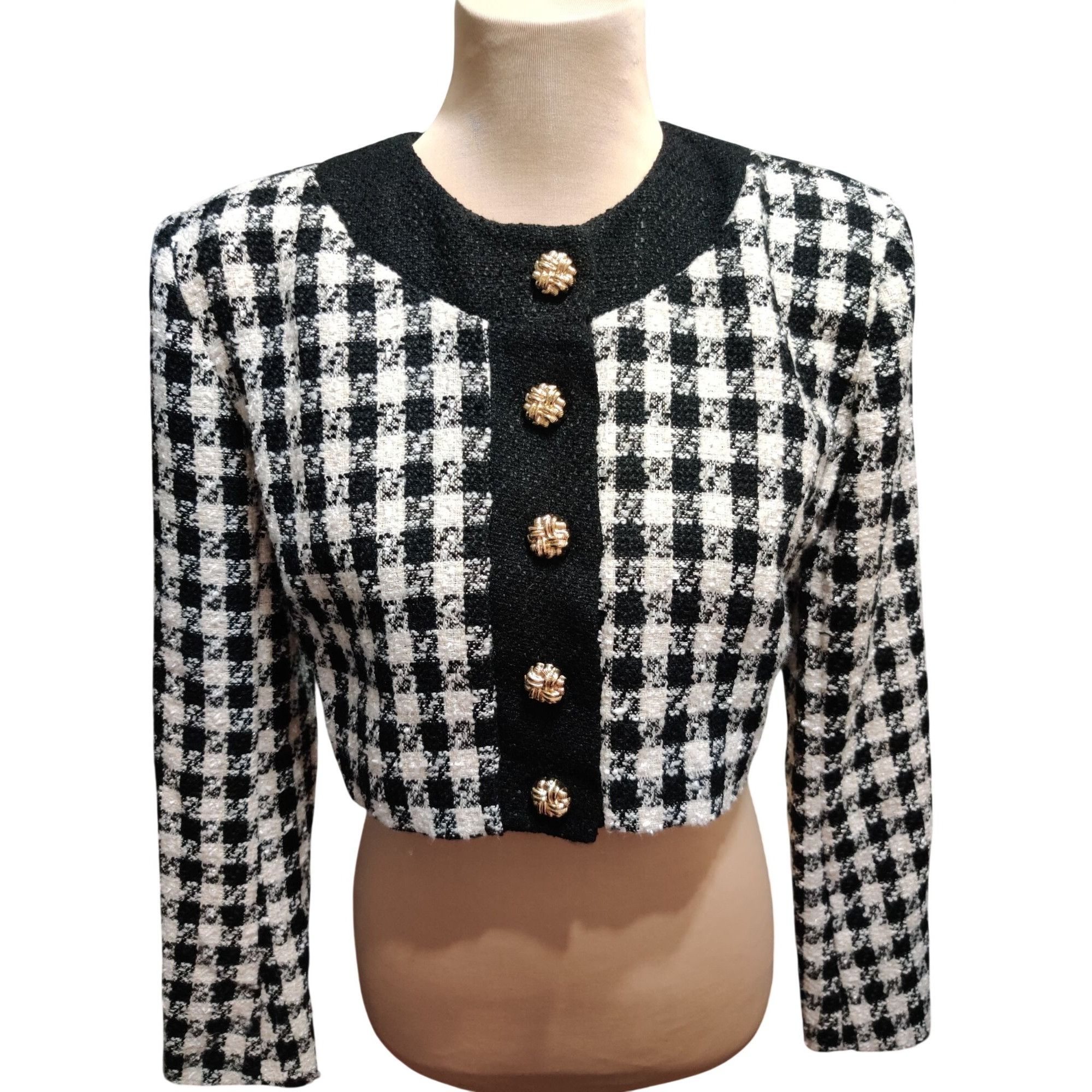 Other Alexia Admor Jacket Size 6 Cropped Tweed Black White Houndst Size M / US 6-8 / IT 42-44 - 13 Thumbnail