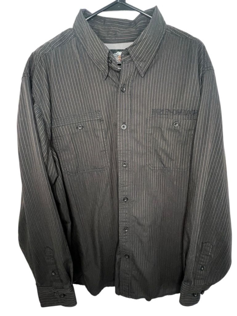 Harley Davidson Harley Davidson Long Sleeve Pinstripe Button Collared Shirt Size US XXL / EU 58 / 5 - 1 Thumbnail