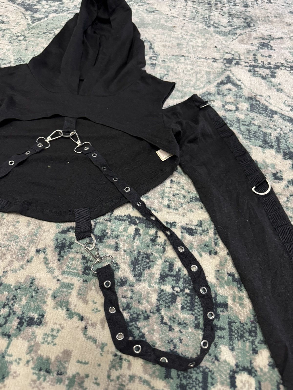 Japanese Brand × Vintage ROMWE GRUNGE PUNK ULTRA SHORT HOODED SPLICED WITH CHAIN Size XS / US 0-2 / IT 36-38 - 3 Thumbnail
