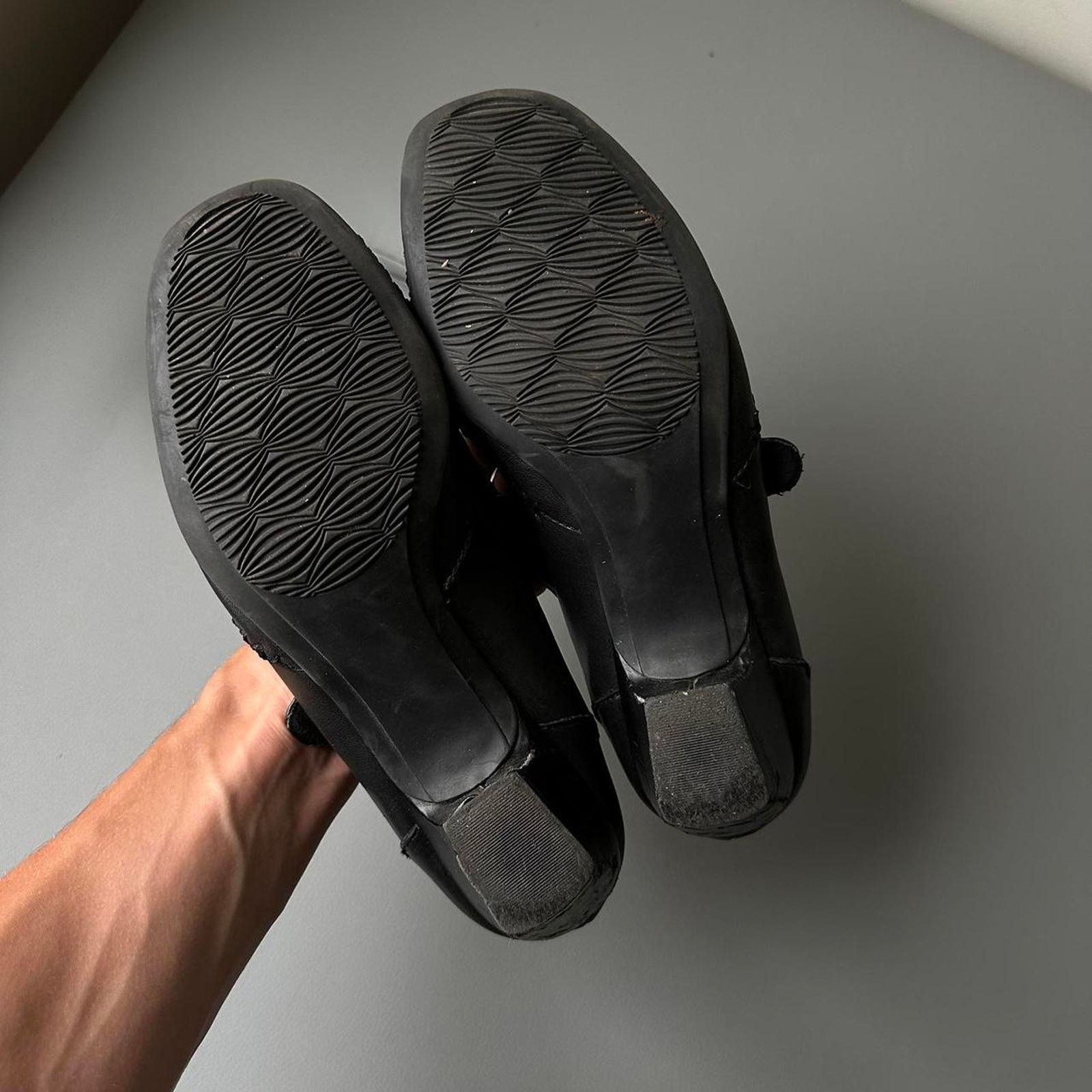 Vintage Vintage Y2K Black Leather Woven Slim Mary Jane Strap Heel Size US 8 / IT 38 - 5 Thumbnail