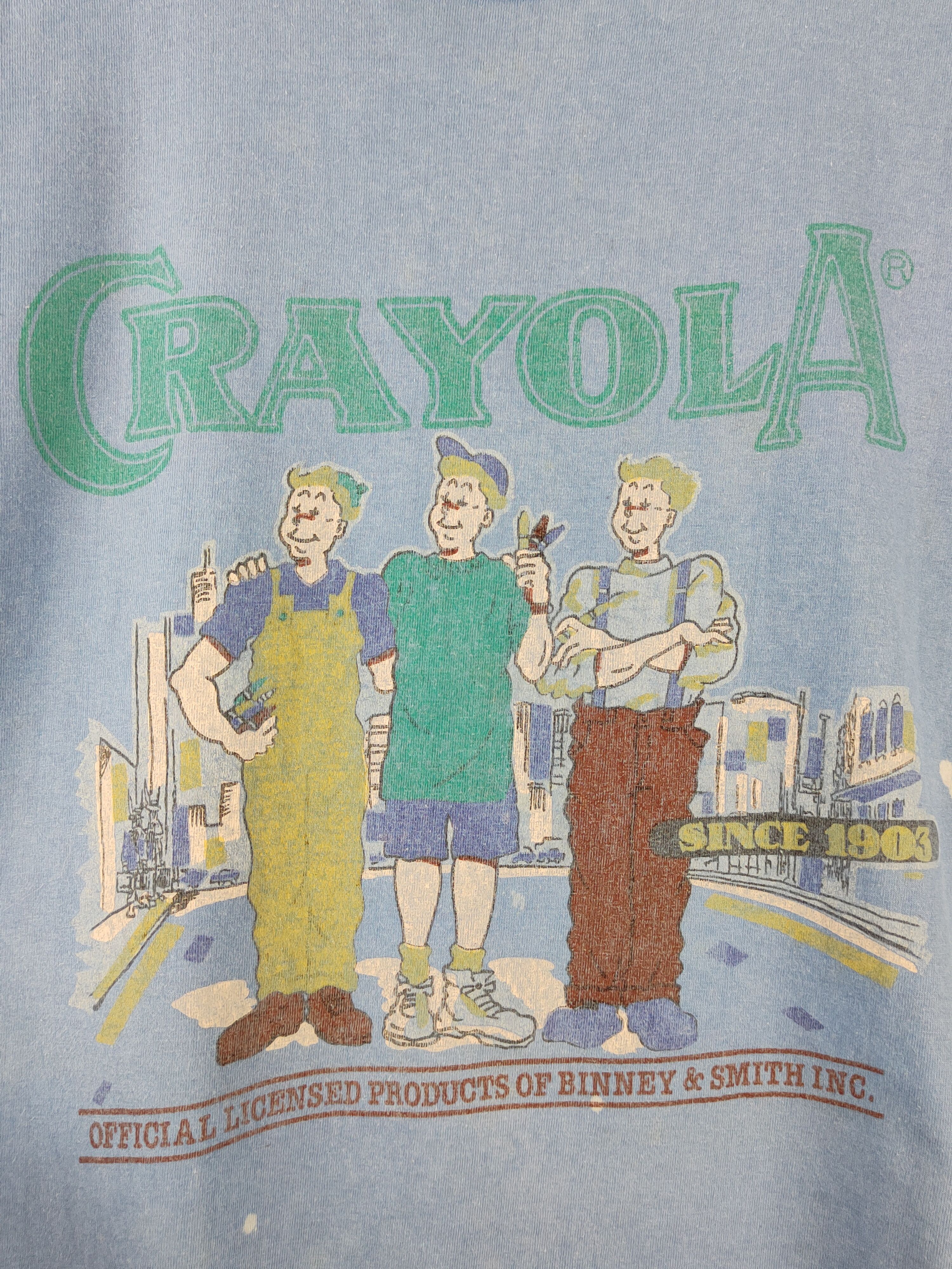 Vintage Crayola vintage cartoon Blue faded tee T-shirts #S2297 Size US L / EU 52-54 / 3 - 3 Thumbnail