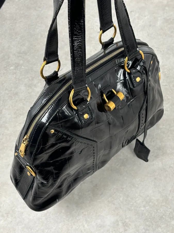 Yves Saint Laurent AW2005 Yves Saint Laurent Black Muse Patent Leather Crocodile Effect Bag Size ONE SIZE - 10 Thumbnail