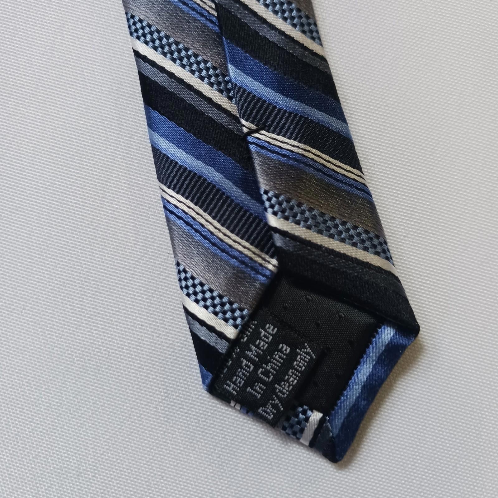Other Platinum Designs Men Tie Blue/Gray Striped 100% Silk Classic Size ONE SIZE - 7 Thumbnail