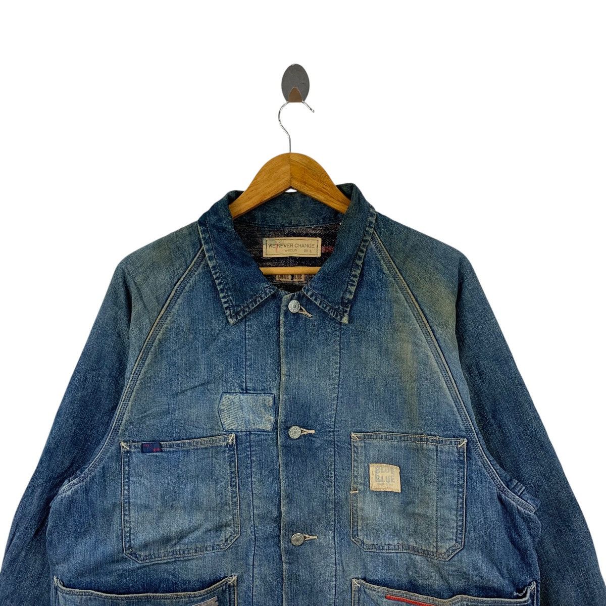 Blue Blue Japan × Japanese Brand BLUE x We Never Change By Seilin Japanese Brand Jeans Jacket Size US L / EU 52-54 / 3 - 4 Thumbnail