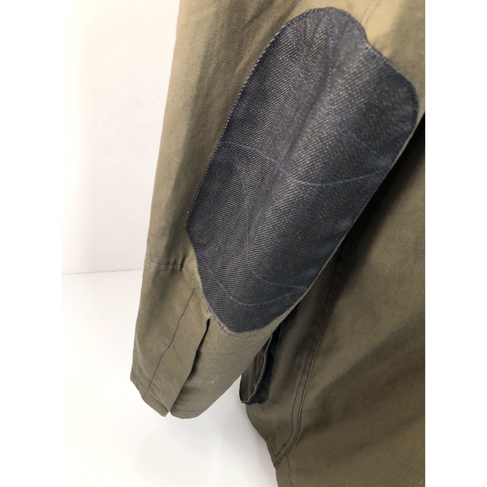Vintage A. TIZIANO Blazer Shirt? Military Canvas Cotton 4XL ELBOW PATCH Blazer Jacket Military Green Mens Size 48R - 5 Thumbnail