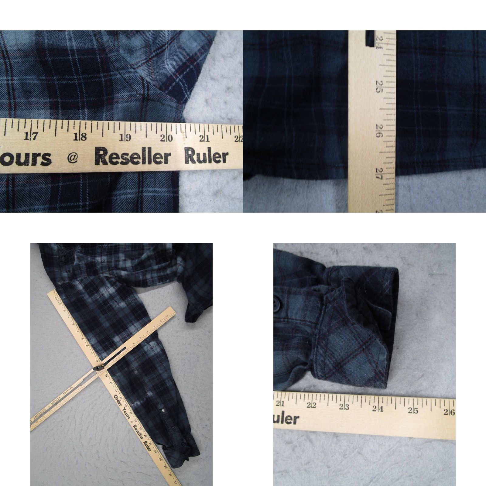 Vintage VINTAGE Black Hearts Brigade Shirt Mens Large Blue Plaid Long Sleeve Button Up Biker Rock Size US L / EU 52-54 / 3 - 8 Thumbnail
