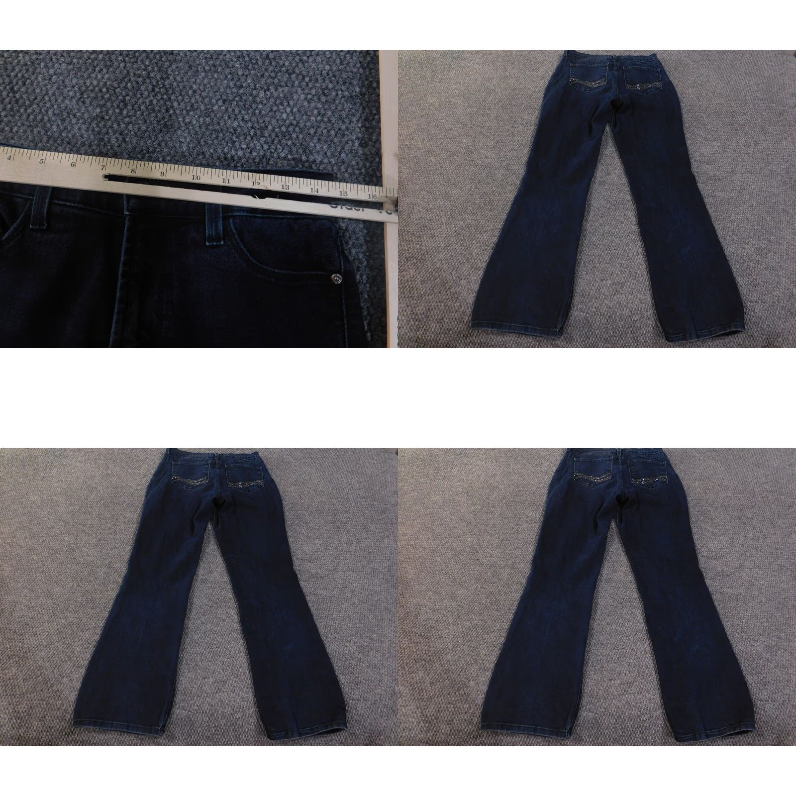 NYDJ NYDJ Jeans Womens 6 Blue Dark Wash Straight Leg Rhinestone Embellished Pockets Size 28" / US 6 / IT 42 - 9 Thumbnail