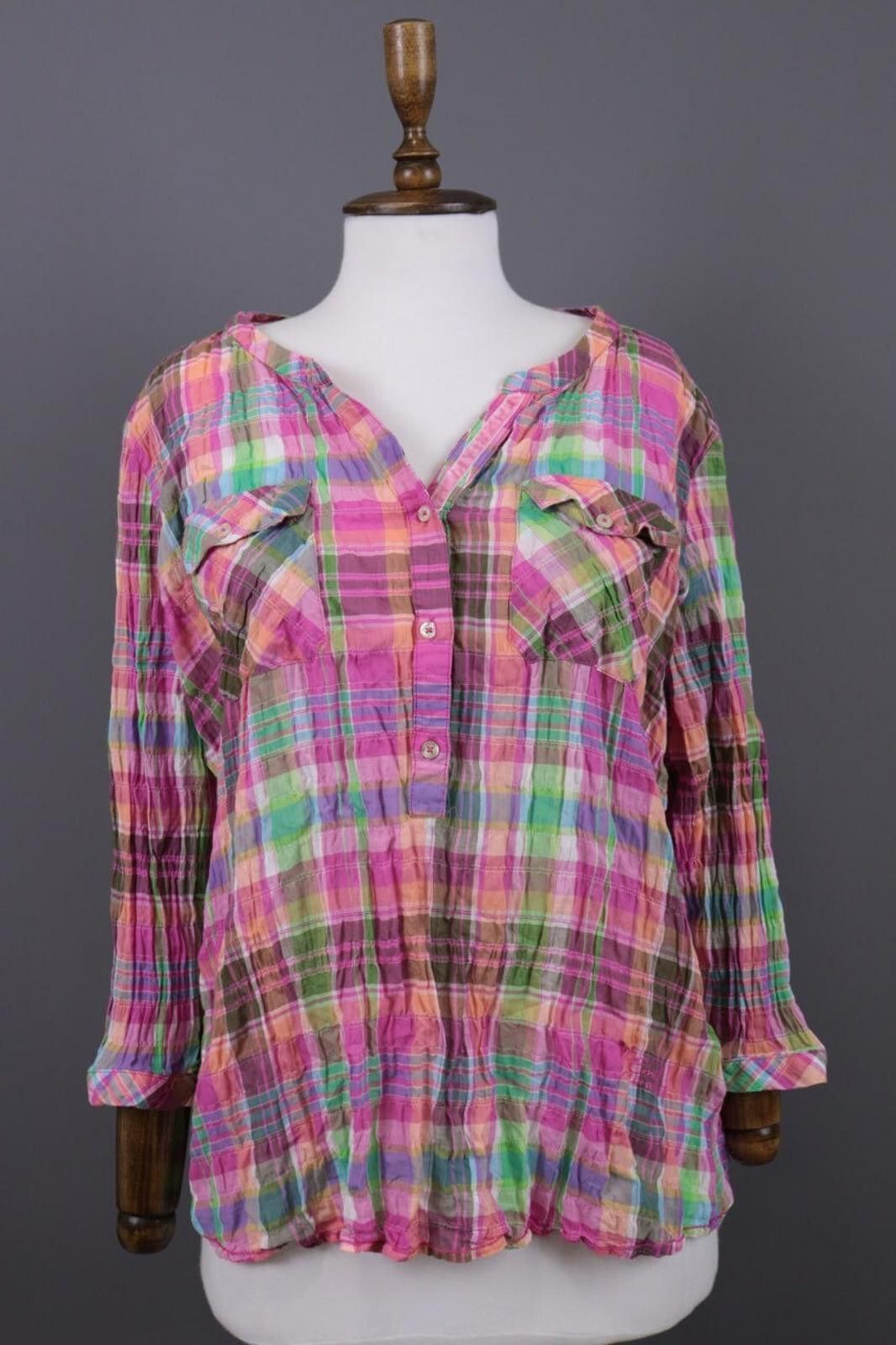 Designer Emily Van Den Bergh Multicolor Henley Check Shirt Size 46 Size M / US 6-8 / IT 42-44 - 1 Thumbnail