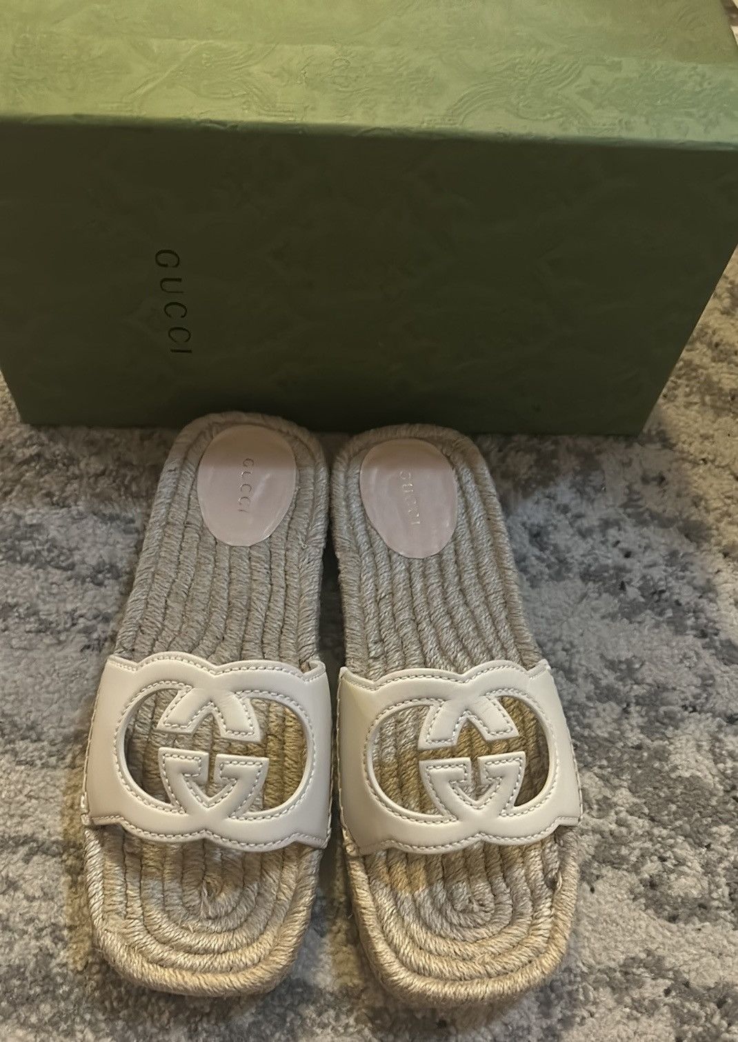 Gucci Gucci Interlocking G Cut-out Espadrille Slide Sandals Size US 10.5 / IT 40.5 - 2 Thumbnail
