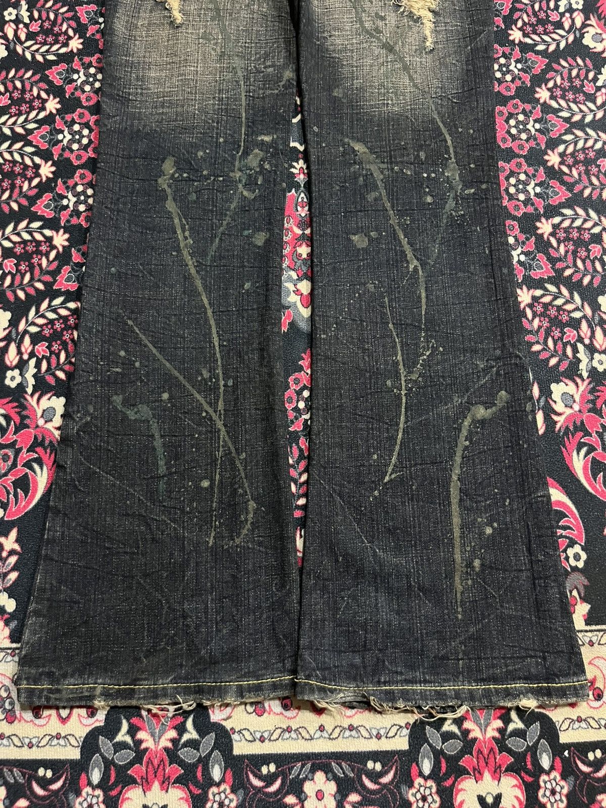Undercover Japanese Brand Beast Dark Paint Splatter Distress Flare Jean Size 32" / US 10 / IT 46 - 10 Thumbnail