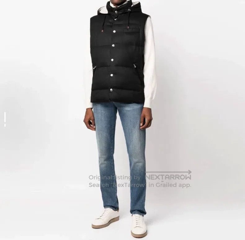 Brunello Cucinelli Brunello Cucinelli Black wool hooded down vest Size US L / EU 52-54 / 3 - 2 Thumbnail