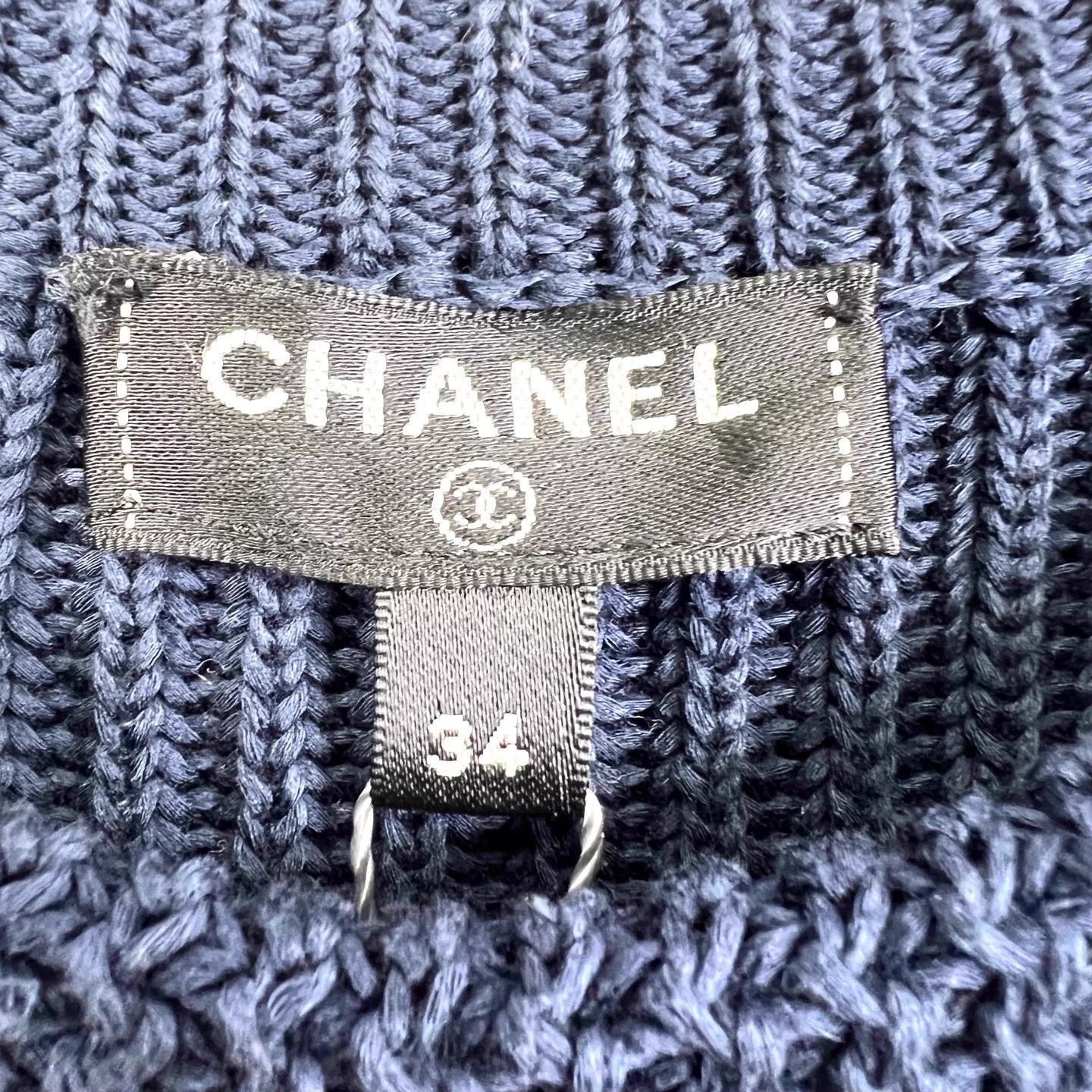 Chanel CHANEL Navy 3/4 Sleeve Knit Sweater 34 99% New Size XXS / US 00 / IT 34 - 4 Thumbnail