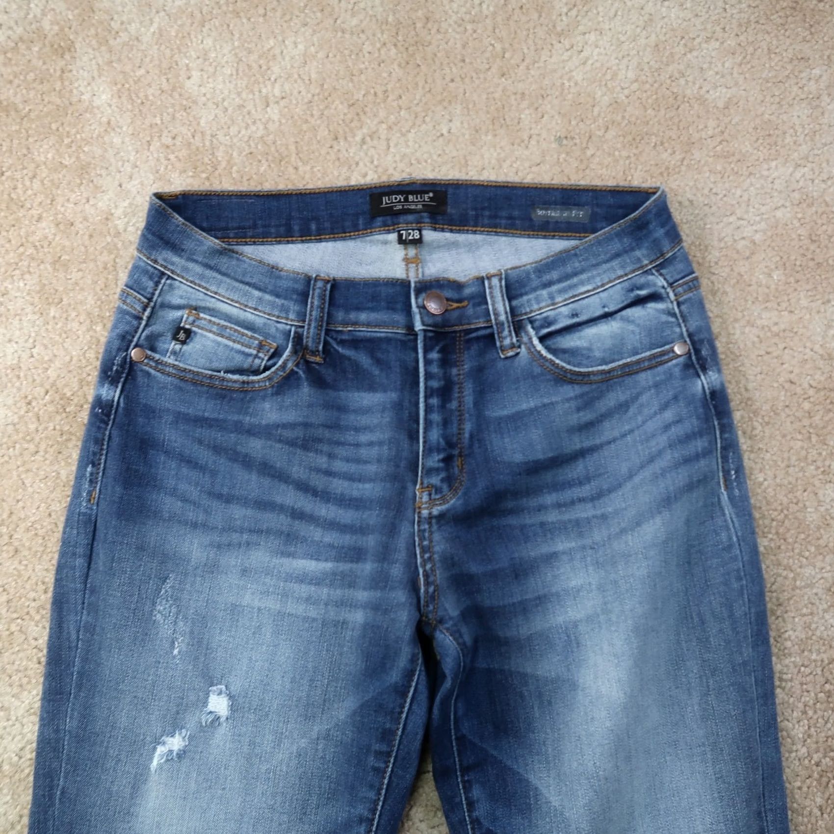 Denime VINTAGE/Judy Blue Jeans Women's 7/28 Jeans Denim Mid Rise Stretch 5-Pocket 28in Inseam Size 30 Blue Boys Womens Size 28" / US 6 / IT 42 - 3 Thumbnail
