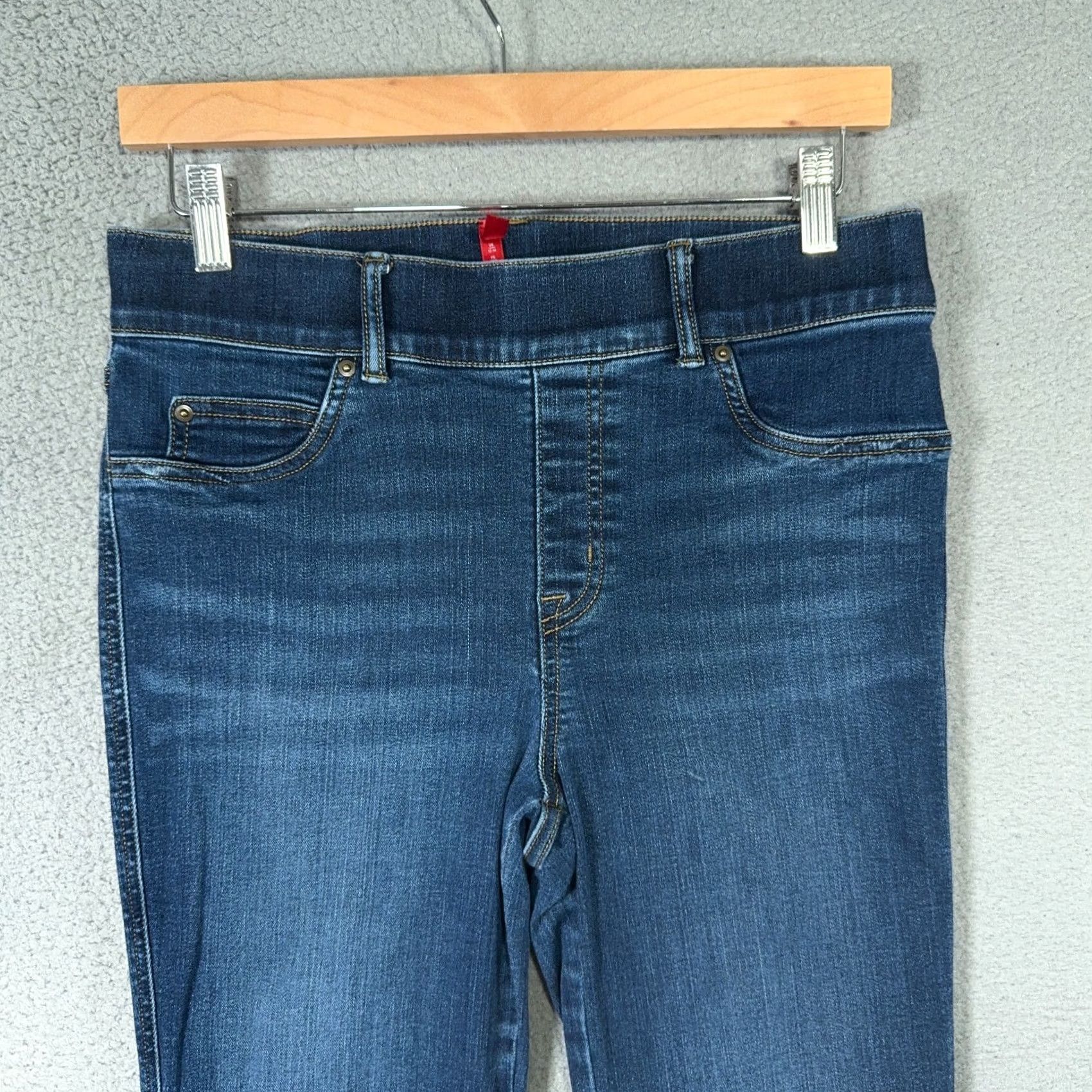 Spanx Spanx Jeans Women High Rise Slim Flared Flare Pull On 30X31 Denim Blue Stretch Cotton Blend Pockets Elastic Waist Medium M IT Size 30" / US 8 / IT 44 - 4 Thumbnail